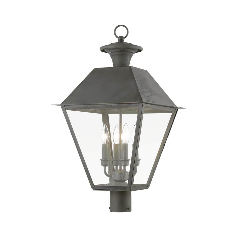 Helmsdale 27.5 in. 4-Light Charcoal Cast Brass Hardwired Outdoor Rust Resistant Post Light with No Bulbs Inlcuded price history on PriceWatchPro