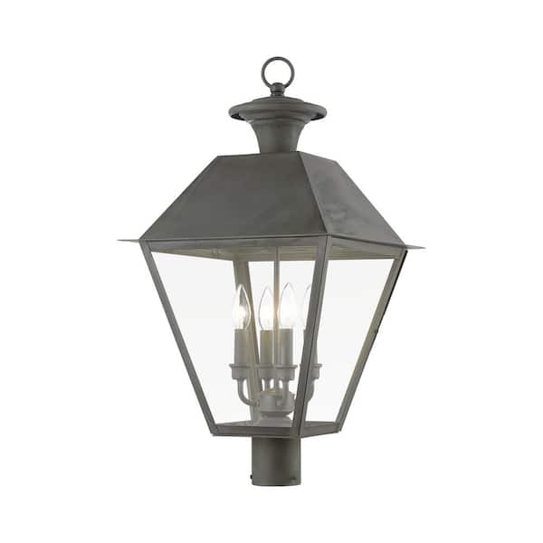 AVIANCE LIGHTING Helmsdale 27.5 in. 4-Light Charcoal Cast Brass Hardwired Outdoor Rust Resistant Post Light with No Bulbs Inlcuded