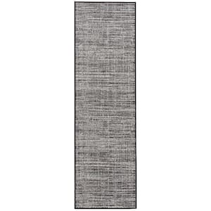 Wicker Weave Black Doormat 2 ft. x 7 ft. Indoor/Outdoor Area Rug