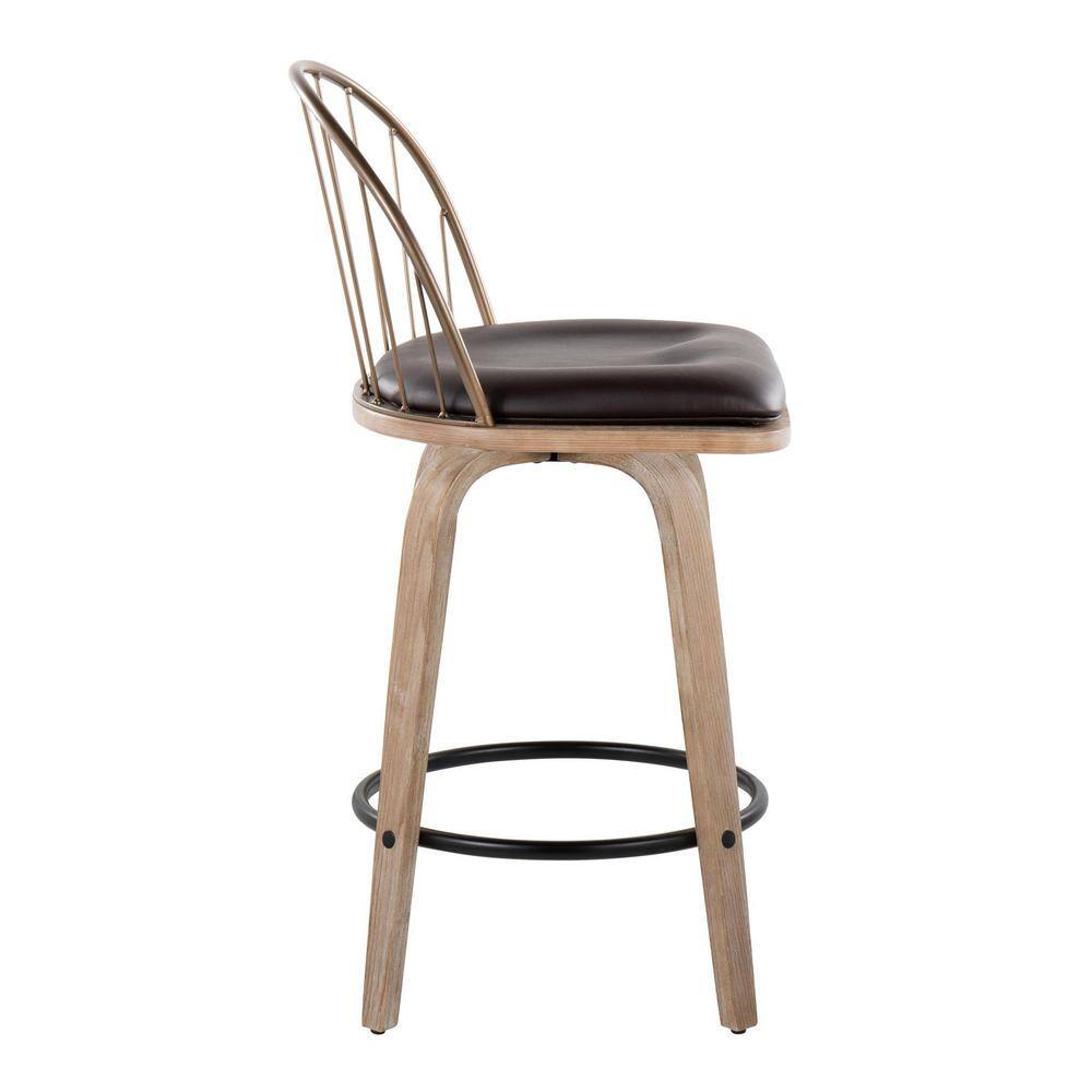 Riley 26" White Washed Wood and Metal Swivel Counter Stools