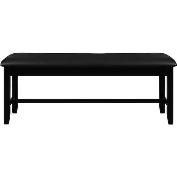 Camden Isle Kendal Black Faux Leather Dining Bench