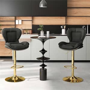 25-33 in. Gray Low Back Metal Bar Stool with Fabric Seat (Set of 2)
