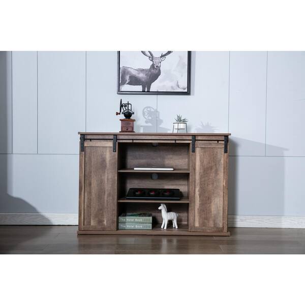 Natural Wood Tv Stand Fits Tvs Up To 50 In Details about   Weston 47 In With Storage Doors 