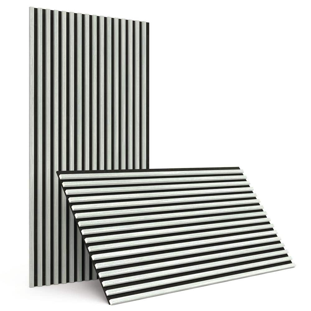 Gray 24" x 48" Wood Slat Acoustic Wall Panels with Recycled Felt Backing