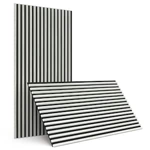 Gray 4/5 in. x 2 ft. x 3.93 ft. Wood Slat Acoustic 3D Sound Absorbing Decorative Wall Paneling (2-Pack/15.8 sq. ft.)