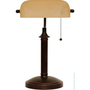 15 in. Oil Rubbed Bronze Bankers Lamp with Pull Chain