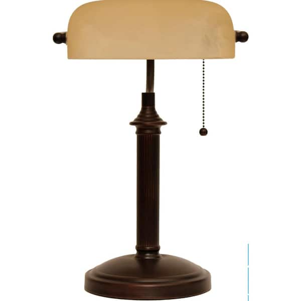 Hampton Bay 15 in. Oil Rubbed Bronze Bankers Lamp with Pull Chain