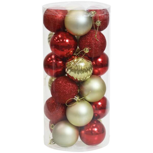 Glitter Christmas Decorative 1.5 Inch Globes Set of 24 
