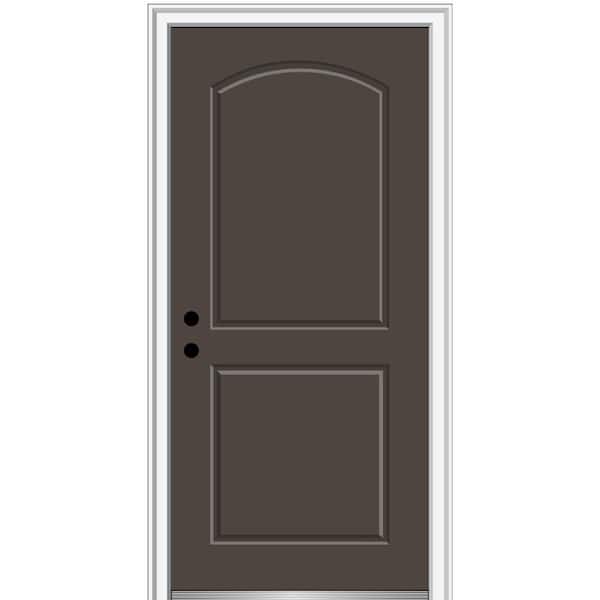 MMI Door 36 in. x 80 in. Right-Hand Inswing 2-Panel Archtop Classic Painted Fiberglass Smooth Prehung Front Door