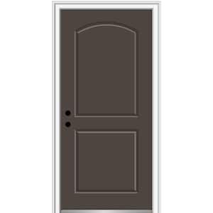 32 in. x 80 in. Right-Hand Inswing 2-Panel Archtop Classic Painted Fiberglass Smooth Prehung Front Door