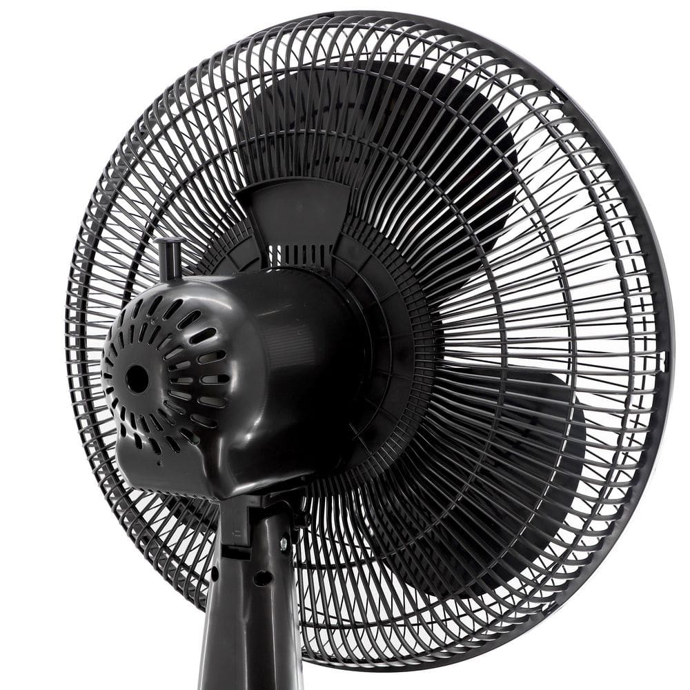 Vie Air 16 Inch Black Aluminum Remote Controlled Oscillating Pedestal Fan