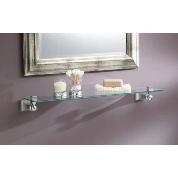 Retreat 22" Brushed Nickel Modern Glass Vanity Shelf