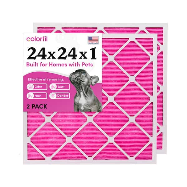 COLORFIL 24 in. x 24 in. x 1 in. Odor Removal and Color Changing Pleated Furnace Air Filter, MERV 8 (2-Pack)