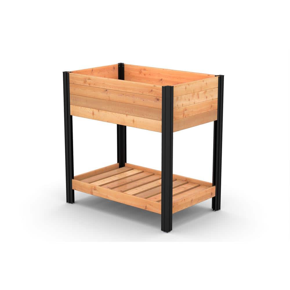 Mezza 42" Cedar Raised Herb Garden Bed with Black Aluminum Posts
