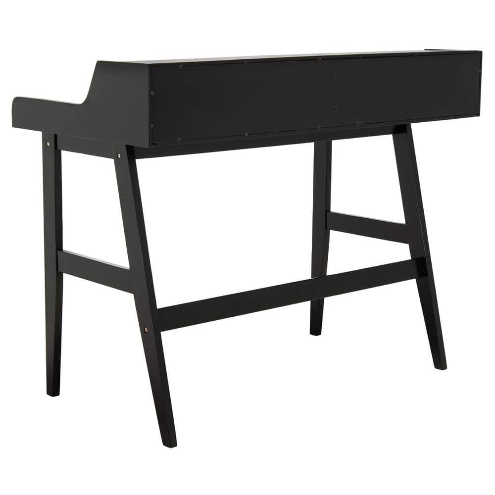 Industrial Mid-Century Matte Black Writing Desk with Shelves