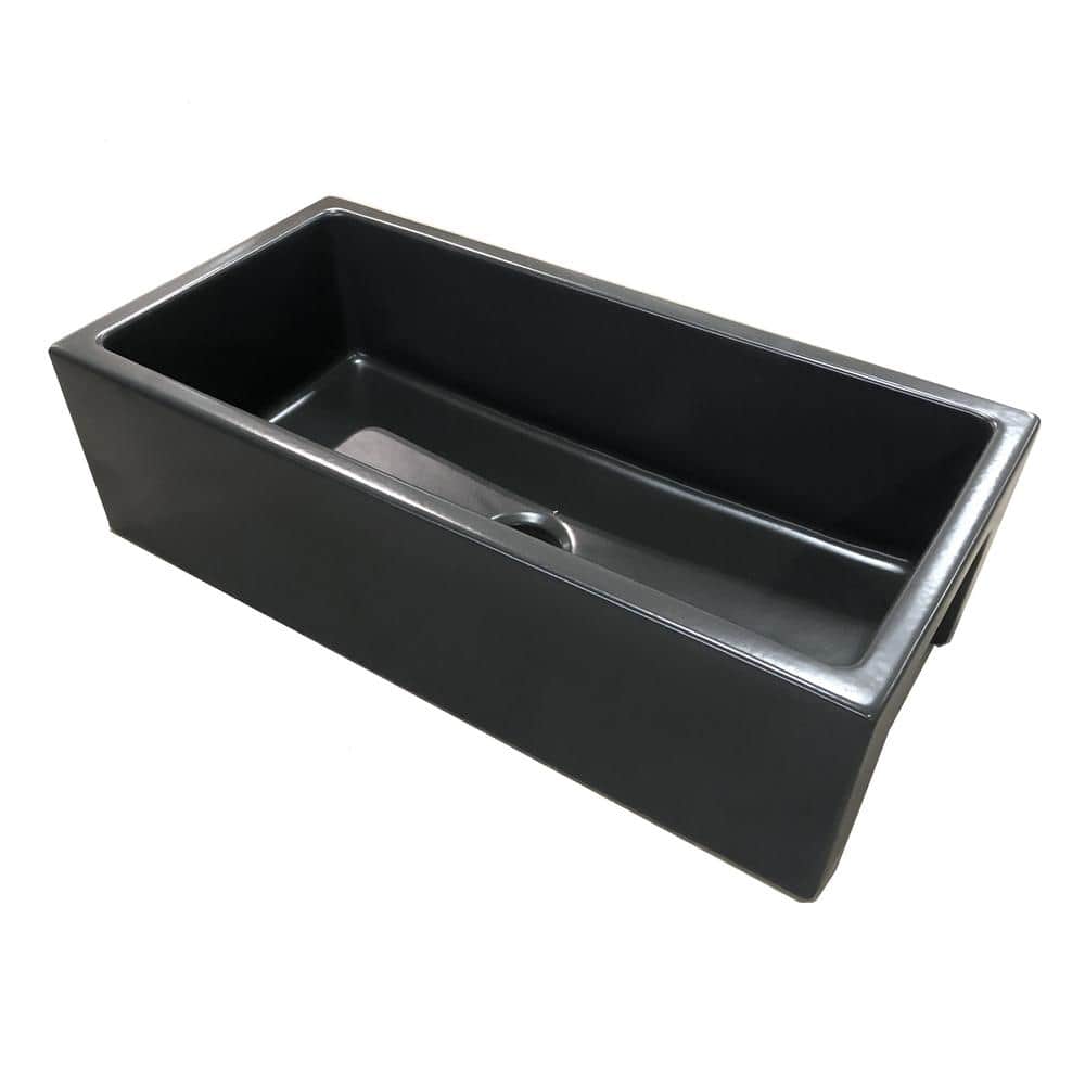 36'' Black Matte Fireclay Farmhouse Single Bowl Kitchen Sink