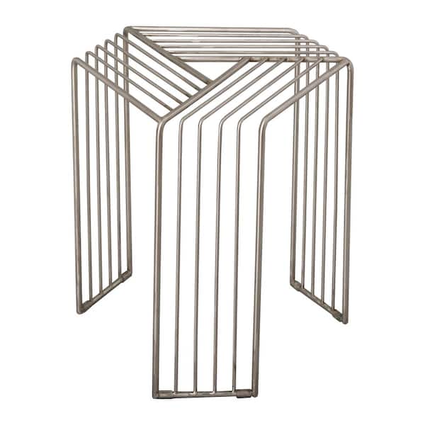 Emissary 18.5 in. H Polished Stainless Steel Hexagon Stainless Steel Accent Table