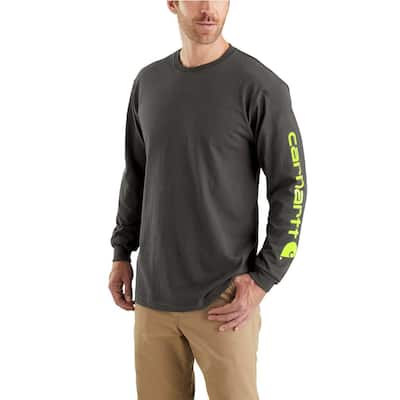 Men's 4X-Large Peat Cotton Signature Sleeve Logo Long Sleeve T-Shirt Original Fit