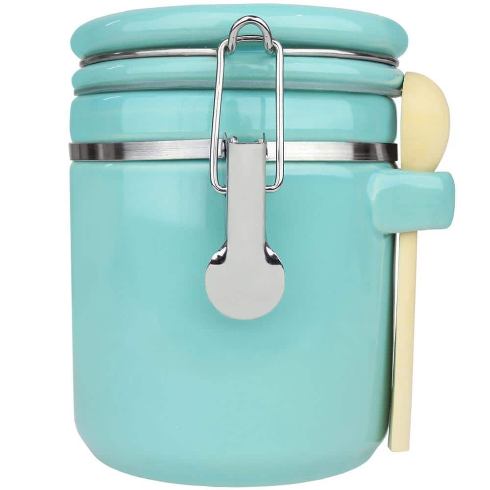 Blue Donuts Turquoise 33 Oz Ceramic Airtight Jar with Lid, Food Storage