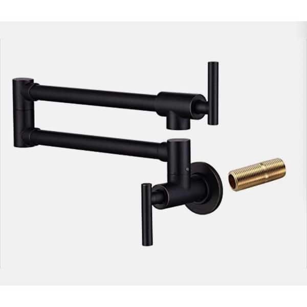 FORIOUS Stainless 2-handle Wall mounted Pot Filler Kitchen Faucet Stainless Oil Rubbed Bronze
