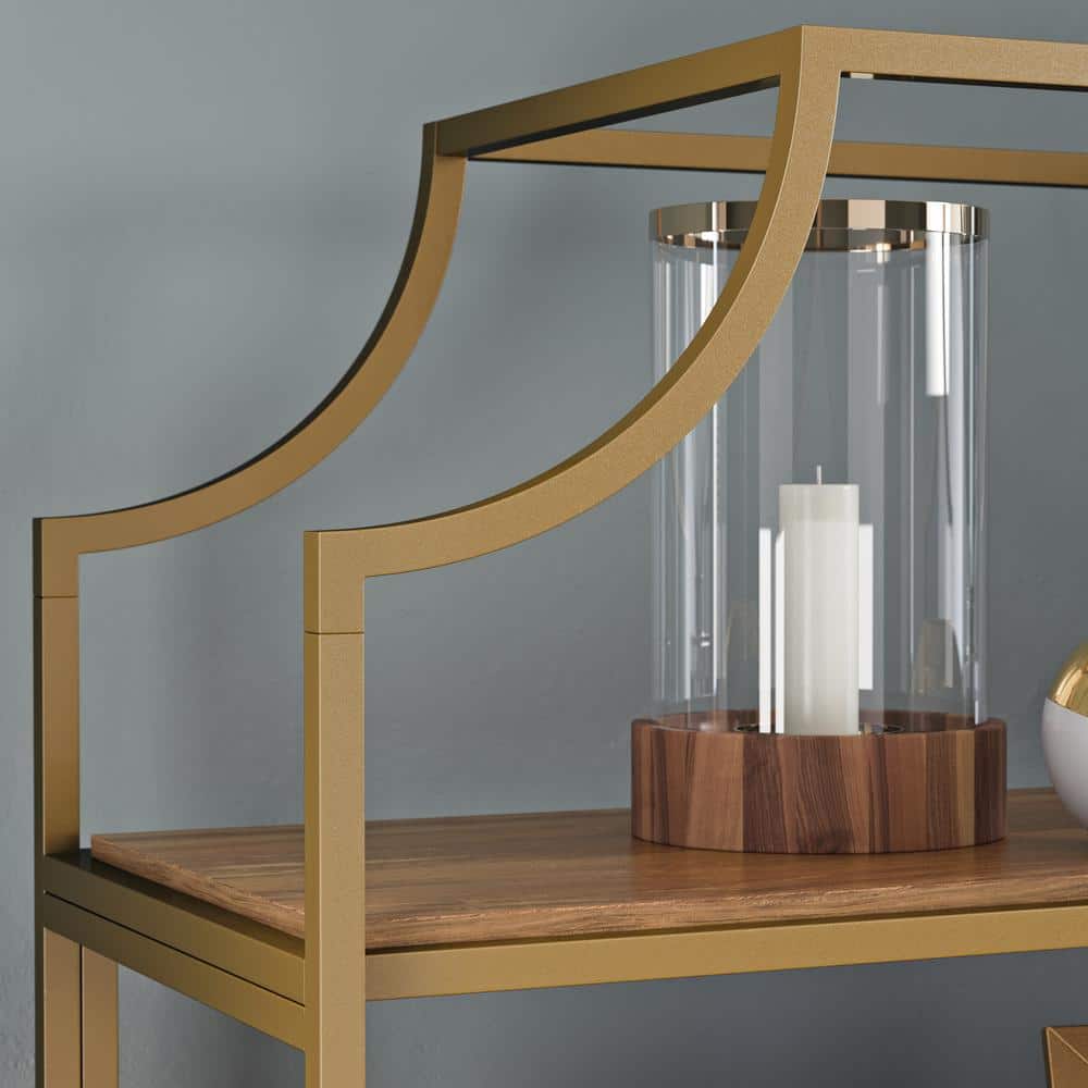 Luxurious Sindoori Mango & Satin Gold 5-Level Open Shelf Bookcase