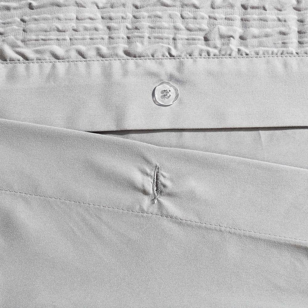 Gray Twin Gathered Embellishment Duvet Cover Set
