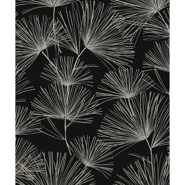 NextWall 31.35 sq. ft. Ebony and Pavestone Pine Needles Vinyl Peel and Stick Wallpaper Roll