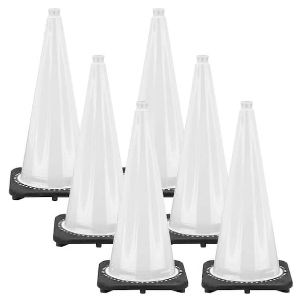 28 in. White Traffic Cones (6-Pack)