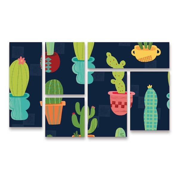 Trademark Fine Art Holli Conger Southwest Cactus Pattern 6-Piece Panel Set Unframed Photography Wall Art 28 in. x 47 in.