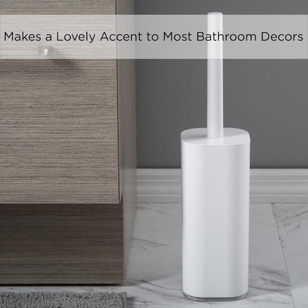 Bath Bliss Acrylic Cylinder Toilet Brush Set - White