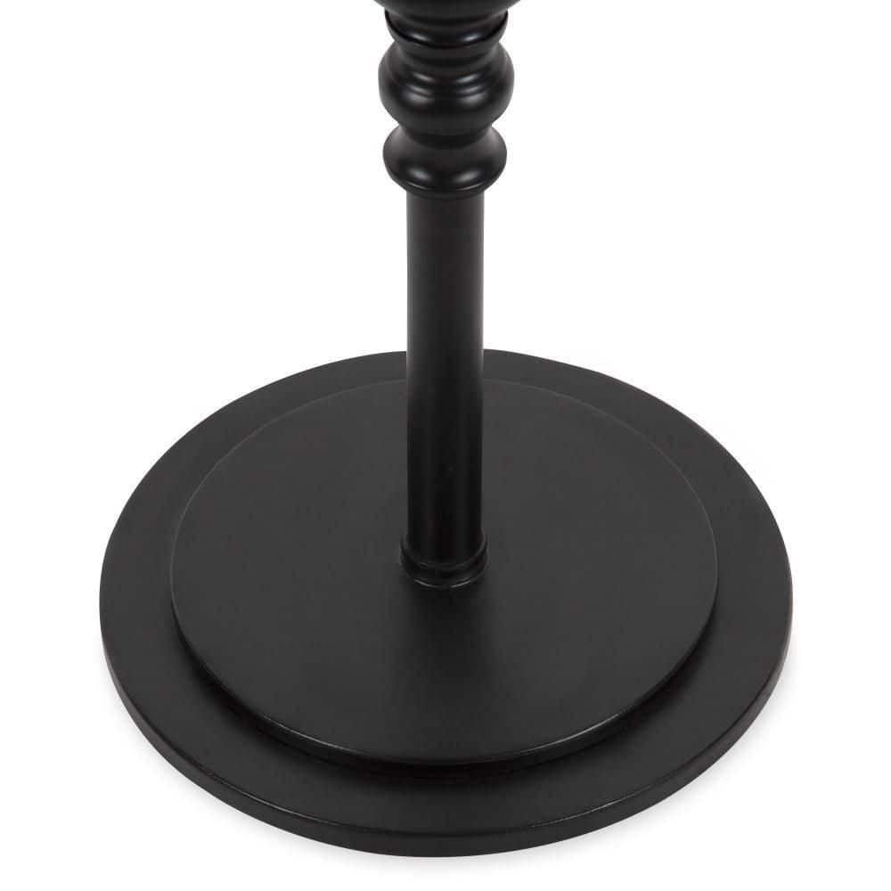 Rustic Caramel Black Round Wood and Metal Pedestal Table