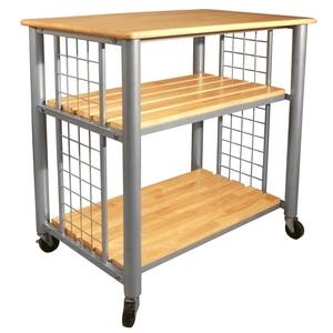 Contemporary Natural Kitchen Cart With Shelf