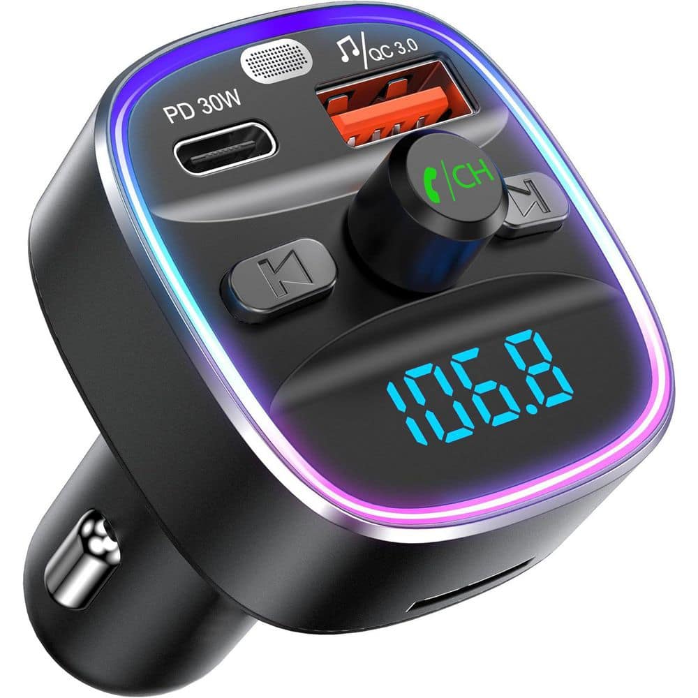 Bluetooth 5.4 FM Transmitter Car Adapter 48-Watt Fast Charging Wireless Radio Music Hands-Free Calling 7 Color Light price history on PriceWatchPro