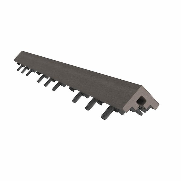 NewTechWood 1/6 ft. x 3 ft. Quick Deck Composite Deck Tile Stair Trim in Argentinian Silver Gray (2-Pieces per Box)