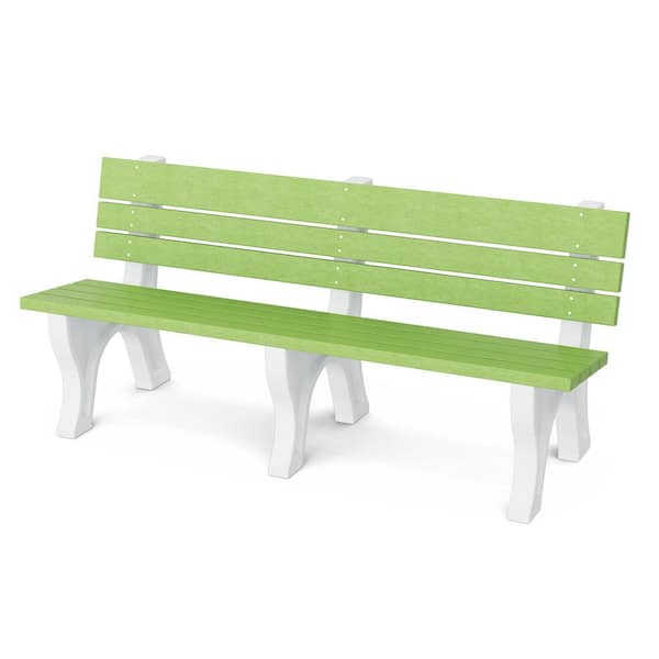 Wildridge Heritage 6 ft. Lime Green and White HDPE Plastic Outdoor Park Bench