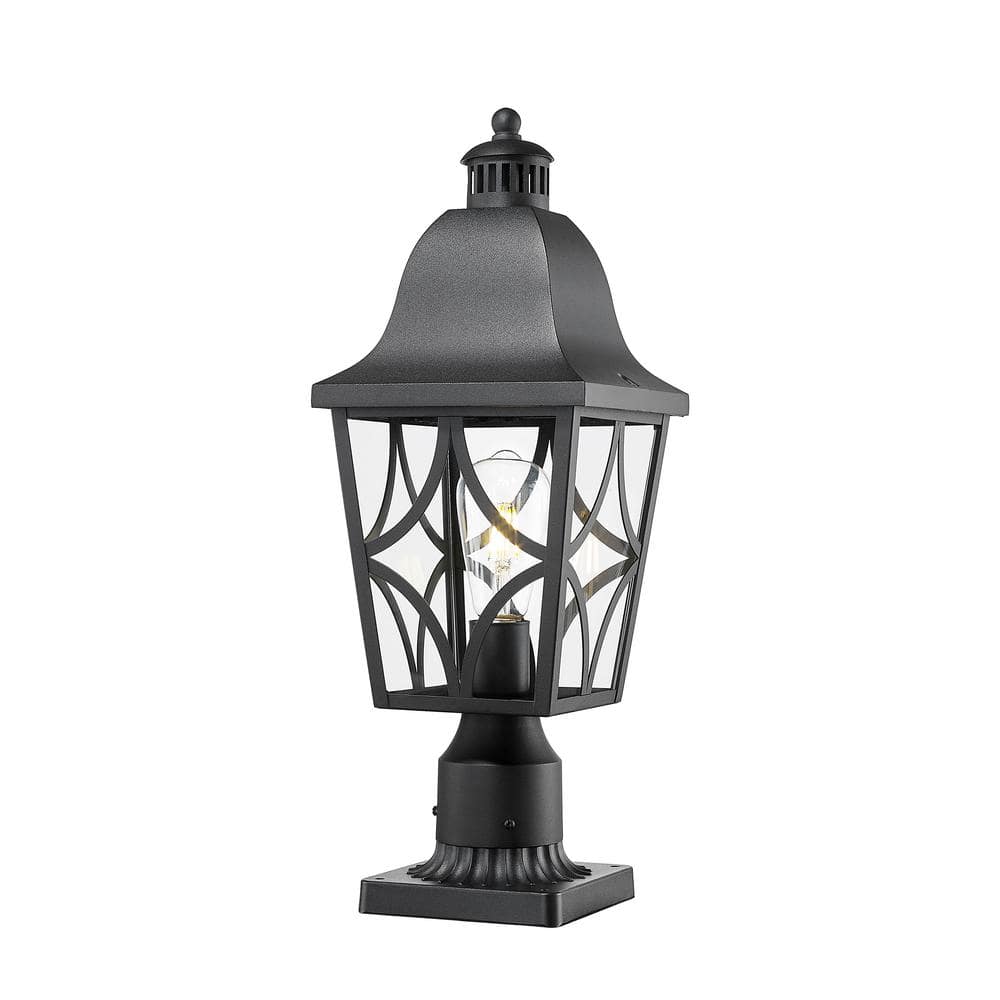 20.2 in. Black Outdoor Hardwired Wall Lantern Sconce, Waterproof Aluminum H