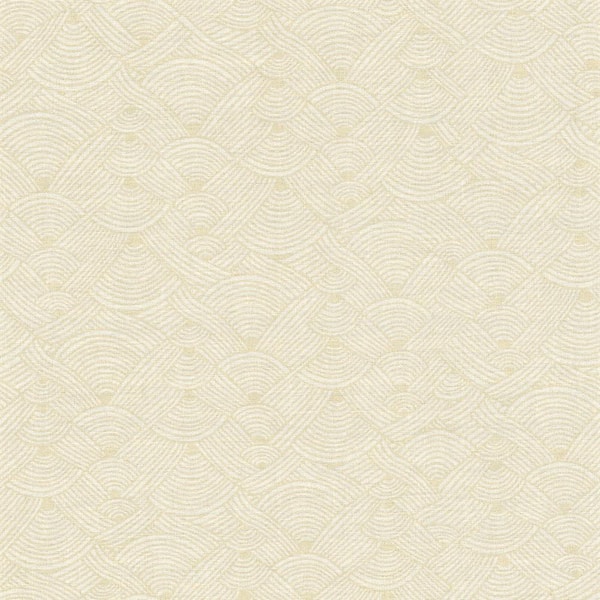 Unbranded Fusion Collection Geometric Swirl Motif Cream/White Matte Finish Non-pasted Vinyl on Non-woven Wallpaper Roll