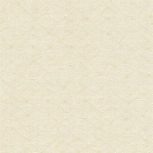 Fusion Collection Geometric Swirl Motif Cream/White Matte Finish Non-pasted Vinyl on Non-woven Wallpaper Sample