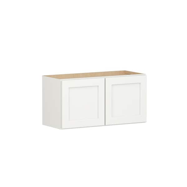 SIMPLY WOODMARK PRO Shaker Full Overlay 30 in. W x 12 in. D x 15 in. H Plywood Assembled Wall Kitchen Cabinet in Linen White