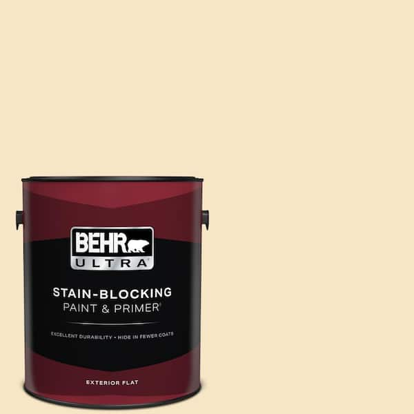 BEHR ULTRA 1 gal. #330C-2 Lightweight Beige Flat Exterior Paint & Primer