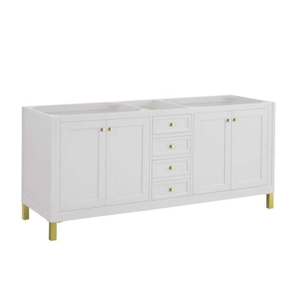 Chicago 71.9 in. W x 23.3 in. D x 32.6 in. H Double Bath Vanity Cabinet Without Top in Glossy White