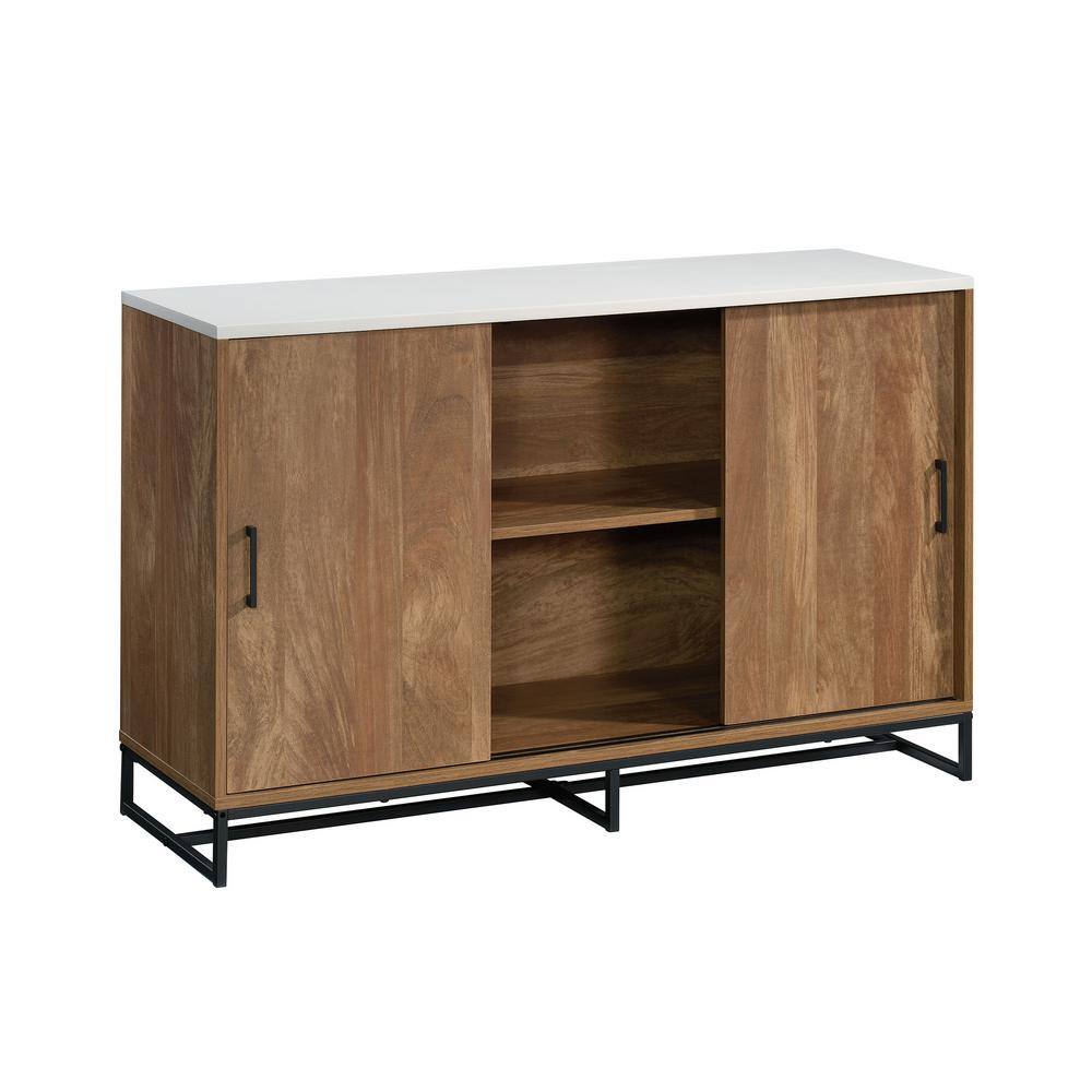 Sindoori Mango and White TV Credenza with Sliding Doors
