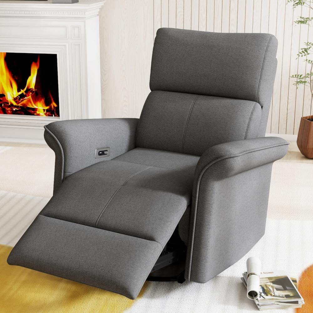 270° Swivel Rocker Recliner with Fabric, Wide Armrests