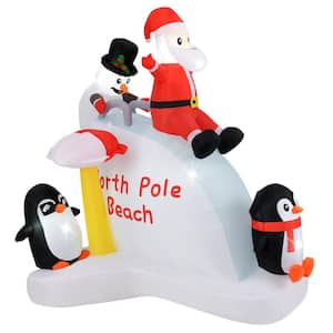HOMCOM 8 ft. Pre-Lit LED Santa in Camo Christmas Inflatable with ...
