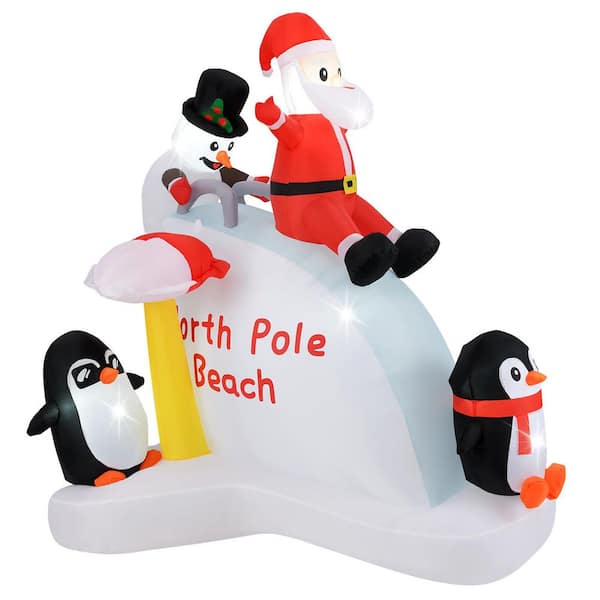 6 ft. x 6.4 ft. Christmas Inflatable with Blow-Up Penguins and Santa Decoration