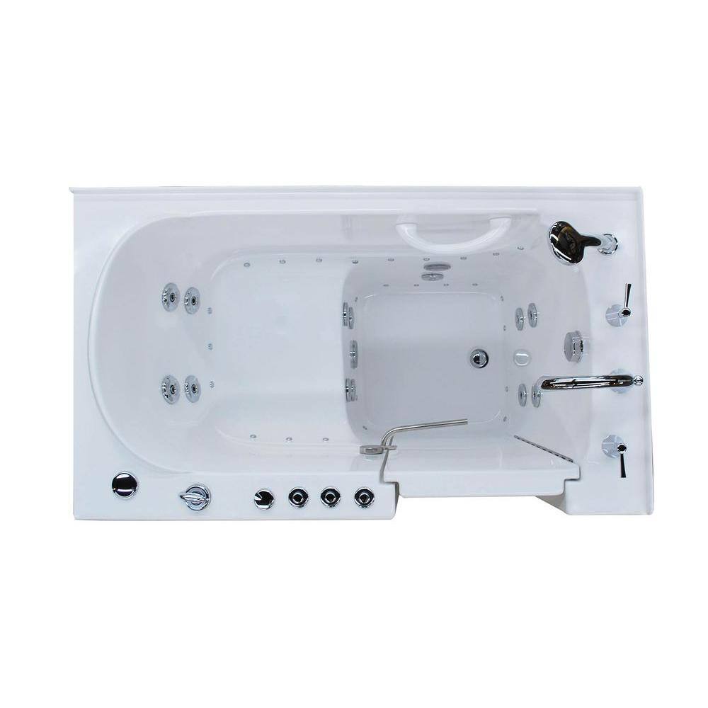 Ashton 52.8'' x 29.5'' White Fiberglass Walk-in Bathtub with Faucet