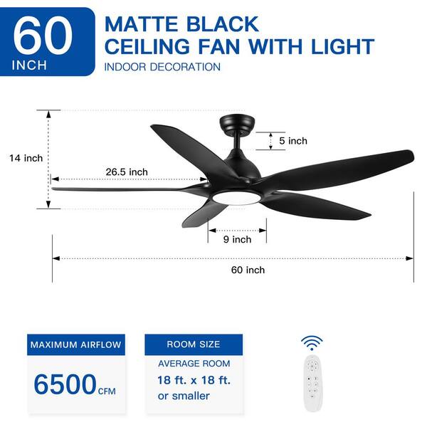Jushua 60 in. Smart Indoor DC motor LED Ceiling Fan Lighting