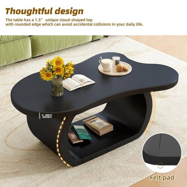Harper & Bright Designs 39.3 in. Black Modern Specialty Cloud Wood