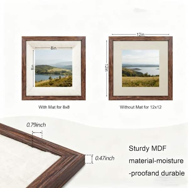 12 x 12 Brown Wood Hanging Picture Frame Set of 9 HDDPHMC229 - The
