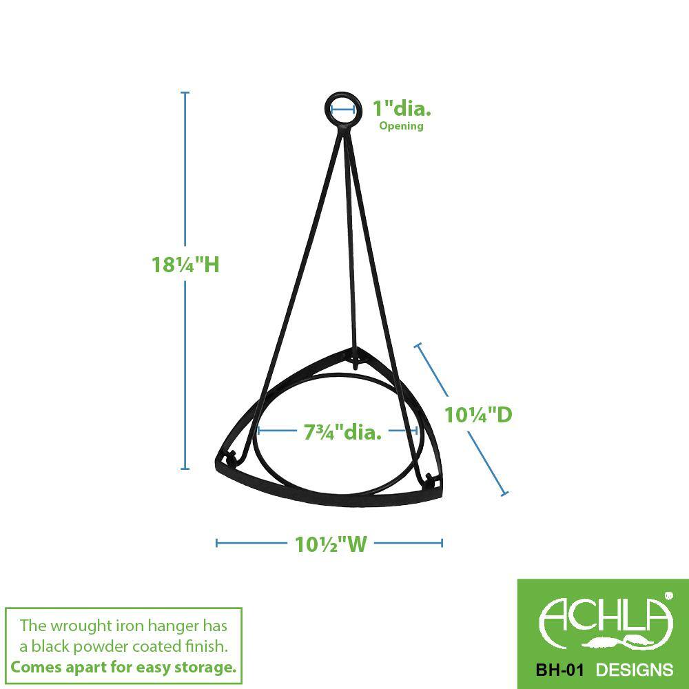 Black Wrought Iron Contemporary Plant Hanger for 8-inch Pots